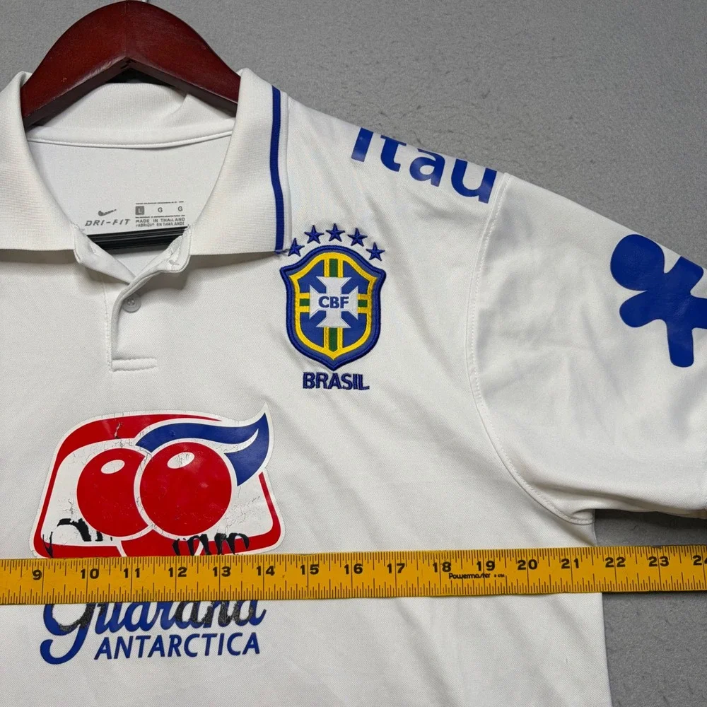 Nike Brazil CBF Training Polo Men L White Brasil Soccer Sagreno 30 Dri-FIT Shirt